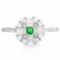 CREATED EMERALD 925 STERLING SILVER HALO RING