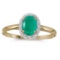 Certified 14k Yellow Gold Oval Emerald And Diamond Ring 0.58 CTW
