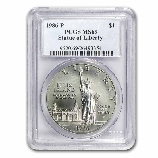 1986-P Statue of Liberty $1 Silver Commem MS-69 PCGS