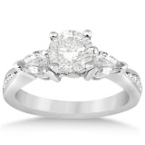 Three Stone Pear Cut Diamond Engagement Ring 14k White Gold (1.11ct)