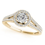 CERTIFIED 18K YELLOW GOLD 1.11 CT G-H/VS-SI1 DIAMOND HALO ENGAGEMENT RING