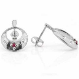 0.14 CARAT TW AFRICAN RUBY & GENUINE DIAMOND PLATINUM OVER 0.925 STERLING SILVER EARRINGS