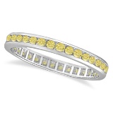 Channel Set Yellow Canary Diamond Eternity Ring 14k White Gold (1.00ct)