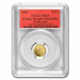 1984 China 1/20 oz Gold Panda MS-69 PCGS