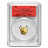 1984 China 1/10 oz Gold Panda MS-69 PCGS