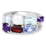 4.26 Carat Genuine Multi Stone .925 Sterling Silver Ring