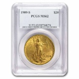 1909-S $20 Saint-Gaudens Gold Double Eagle MS-62 PCGS