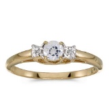 Certified 14k Yellow Gold Round White Topaz And Diamond Ring 0.29 CTW