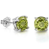 CLASSIC 1.05 CT PERIDOT 0.925 STERLING SILVER W/ PLATINUM EARRINGS