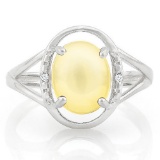 3 1/2 CARAT CABACHON CITRINE & DIAMOND 925 STERLING SILVER RING