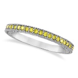 Fancy Yellow Canary Diamond Stackable Ring Band 14Kt White Gold (0.31ct)