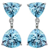 4.674 CARAT TW (4 PCS) BLUE TOPAZ & BLUE TOPAZ PLATINUM OVER 0.925 STERLING SILVER EARRINGS