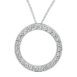 Diamond Circle Pendant Necklace in 14k White Gold (0.53 ctw)