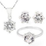 7 3/5 CARAT CREATED WHITE SAPPHIRE 925 STERLING SILVER SET