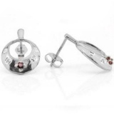 0.14 CARAT TW GARNET & GENUINE DIAMOND PLATINUM OVER 0.925 STERLING SILVER EARRINGS