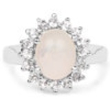 2.33 Carat Genuine Ethiopian Opal and White Topaz .925 Sterling Silver Ring