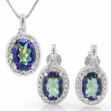 3 1/4 CARAT OCEAN MYSTIC GEMSTONE 925 STERLING SILVER SET