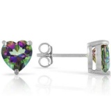 1.15 CT MYSTIC GEMSTONE 0.925 STERLING SILVER W/ PLATINUM EARRINGS