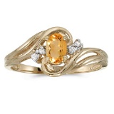 Certified 10k Yellow Gold Oval Citrine And Diamond Ring 0.35 CTW