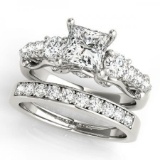 CERTIFIED 18KT WHITE GOLD 1.90 CT G-H/VS-SI1 DIAMOND BRIDAL SET