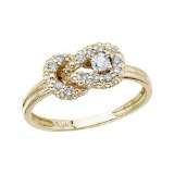 Certified 14K Yellow Gold Fashion Knot Diamond Ring 0.21 CTW