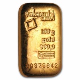 100 gram Gold Bar - Valcambi (Poured w/Assay)
