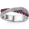 0.54 CT GENUINE RUBY & 2 PCS GENUINE DIAMOND 0.925 STERLING SILVER W/ PLATINUM RING