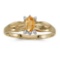 Certified 14k Yellow Gold Oval Citrine And Diamond Ring 0.16 CTW