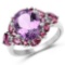 3.29 Carat Genuine Amethyst and Rhodolite .925 Sterling Silver Ring