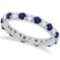 Eternity Diamond and Blue Sapphire Ring Band 14k White Gold (2.35ct)