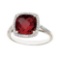 Cushion -Cut Garnet and Diamond Cocktail Ring 14k White Gold (3.70cttw)