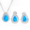 4/5 CARAT CREATED BLUE FIRE OPAL 925 STERLING SILVER SET