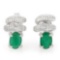 1 CARAT EMERALD & DIAMOND 925 STERLING SILVER EARRINGS