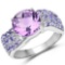 4.24 Carat Genuine Amethyst and Tanzanite .925 Sterling Silver Ring