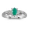 Certified 14k White Gold Oval Emerald And Diamond Ring 0.17 CTW