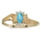 Certified 14k Yellow Gold Oval Blue Topaz And Diamond Satin Finish Ring 0.2 CTW
