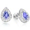 0.73 CARAT TW GENUINE TANZANITE & GENUINE DIAMOND PLATINUM OVER 0.925 STERLING SILVER EARRINGS