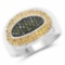 0.38 Carat Genuine Green Diamond and Yellow Diamond .925 Sterling Silver Ring