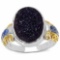 Two Tone Plated 4.46 Carat Brown Drusy Ring with 0.24 ct. t.w. Multi-Gems in Sterling Silver