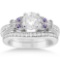 Diamond and Amethyst Bridal Ring Setting 14k White Gold (0.42ct)