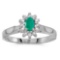 Certified 10k White Gold Oval Emerald And Diamond Ring 0.24 CTW