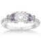 Butterfly Diamond and Amethyst Engagement Ring Setting 14k White Gold (0.80ct)