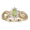 Certified 10k Yellow Gold Marquise Peridot And Diamond Ring 0.23 CTW