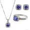 6 1/2 CARAT LAB TANZANITE & DIAMOND 925 STERLING SILVER SET