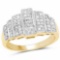 14K Yellow Gold Plated 0.26 Carat Genuine White Diamond .925 Sterling Silver Ring