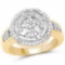 14K Yellow Gold Plated 0.21 Carat Genuine White Diamond .925 Sterling Silver Ring