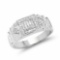 14K White Gold Plated 0.21 Carat Genuine White Diamond .925 Sterling Silver Ring