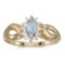 Certified 10k Yellow Gold Marquise Aquamarine And Diamond Ring 0.18 CTW