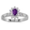 Certified 10k White Gold Oval Amethyst And Diamond Ring 0.26 CTW