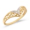 Certified 10K Yellow Gold Diamond Chevron Ring 0.03 CTW